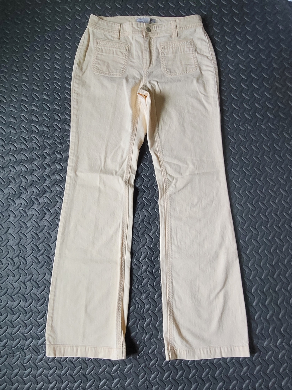 Chico's Pale Yellow Straight-Leg Jeans Chicos Size 0 Reg